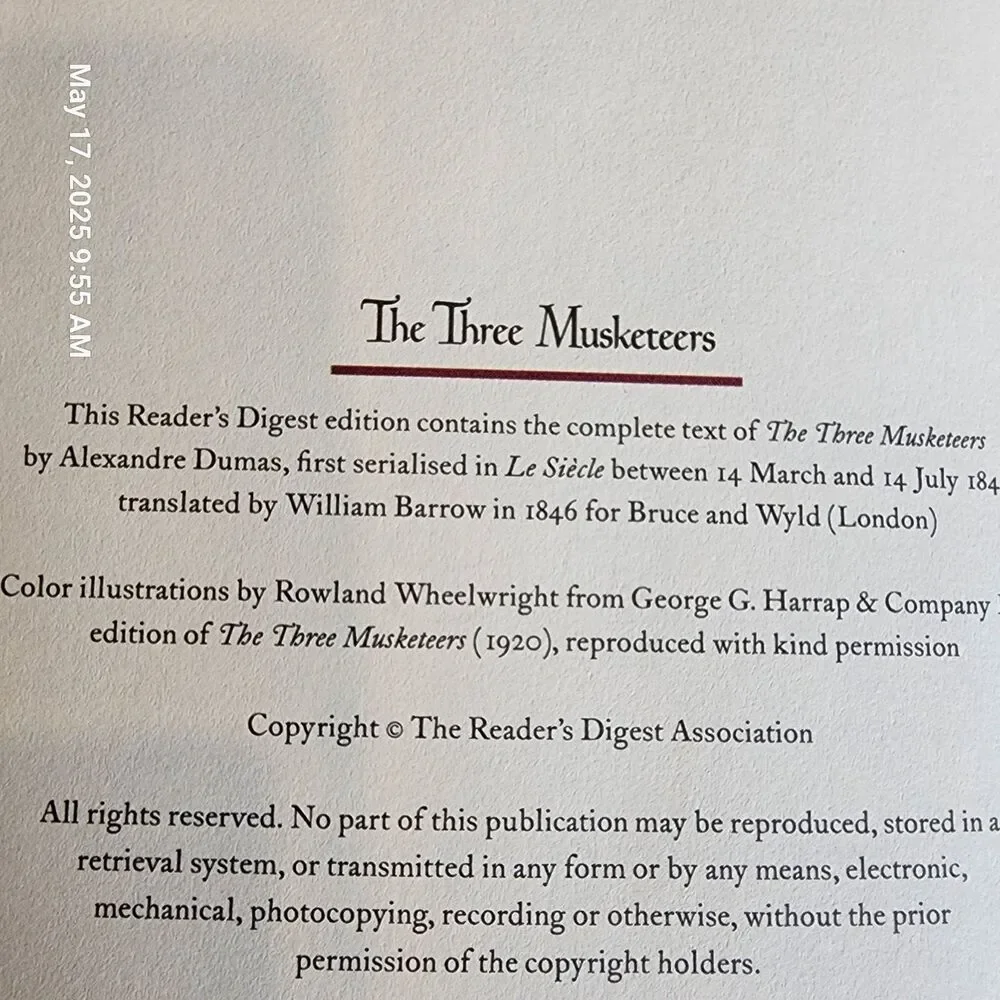 Three Musketeers Alexander Dumas Reader's Digest Deluxe Edition 1999 Hard Cover - Picture 4 of 5